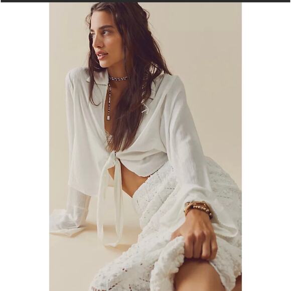 Free People Womens Tavi Set Crochet Skirt & Top White Size M - Picture 2 of 10